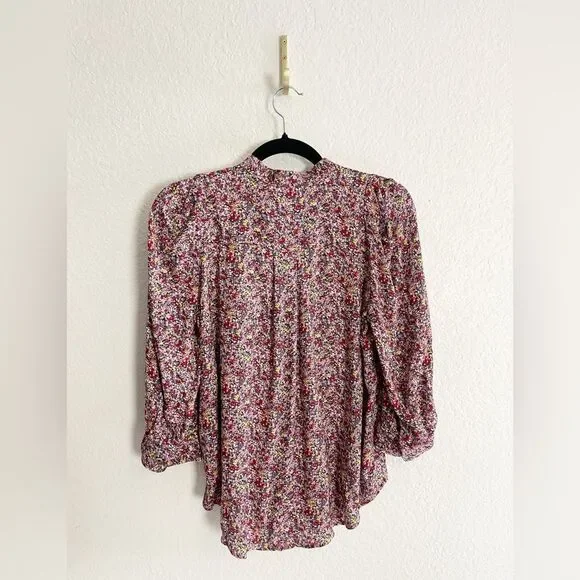 Zadig & Voltaire floral sleeved blouse with tie NWT. XS - Picture 4 of 10